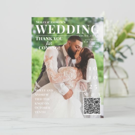 Grappige tijdschriftcover donkere fotobruiloft bed kaart (Staand voorkant)