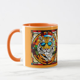 Grappige Tijger Glas-in-Lood Koffiemok Mok