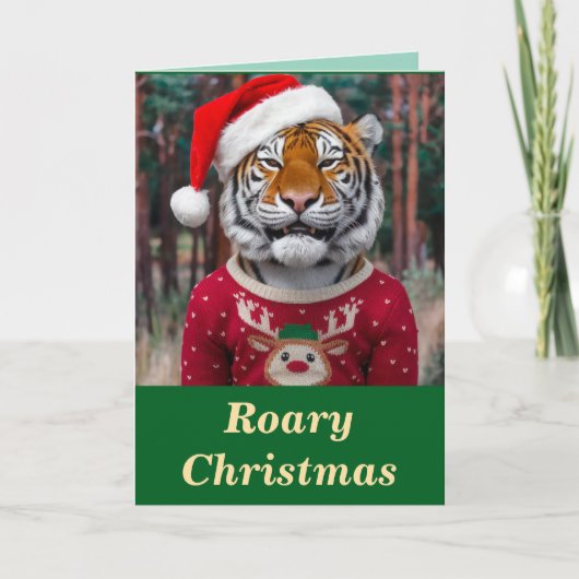 Grappige Tijger Kerstmis Kaart (Voorkant)