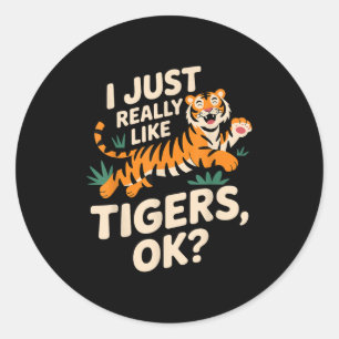 Grappige Tijger Kunst voor Mannen Vrouwen Jongens Ronde Sticker