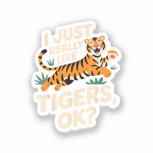 Grappige Tijger Kunst voor Mannen Vrouwen Jongens  Sticker (Voorkant)