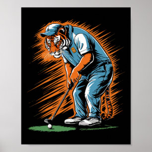 Grappige Tijger Speelt Golf Grappig Dier Golfer Ti Poster