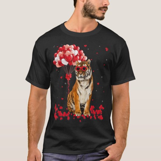 Grappige Tijger Valentijnsdag T - shirts Hart Dier (Voorkant)
