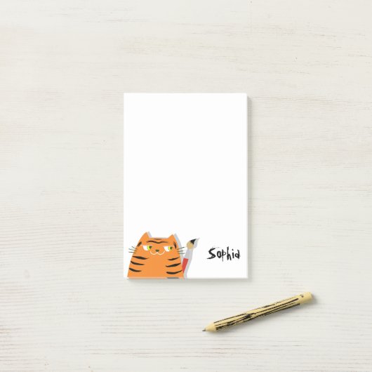 Grappige Tijgerkat Naam Post-it® Notes (Op bureau)