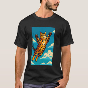 Grappige Tijgerkat Vliegend in de Lucht Kunst T-shirt