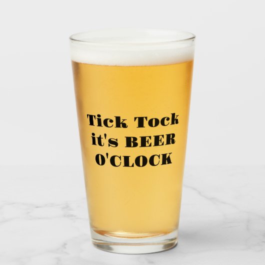 Grappige Tik Tak Het Is Bieruur Humor Glas (Voorkant gevuld)