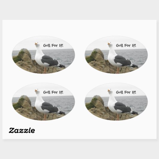 Grappige Tilt Head Seagull Ovale Sticker (Vel)