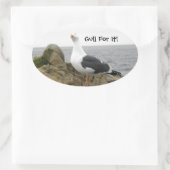 Grappige Tilt Head Seagull Ovale Sticker (Tas)