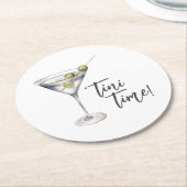 Grappige 'Tini tijd Martini cocktail Ronde Kartonnen Onderzetter (Gebogen)