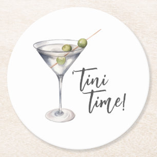 Grappige 'Tini tijd Martini cocktail Ronde Kartonnen Onderzetter