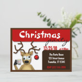 Grappige Tipsy Rendier Kerstuitnodigingen Kaart (Staand voorkant)