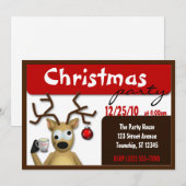 Grappige Tipsy Rendier Kerstuitnodigingen Kaart (Voorkant / Achterkant)