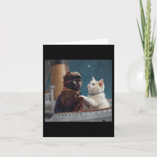 Grappige Titanic Film Cat Meme RMS Cruiseschip Man Kaart (Voorkant)