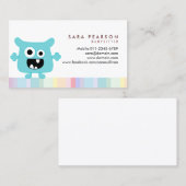 Grappige Titel Schattige Blauw Monster Alien Kinde Visitekaartje (Voorkant / Achterkant)