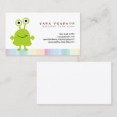 Grappige titel Schattige GreenMonster Alien Kinder Visitekaartje (Voorkant / Achterkant)