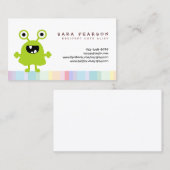 Grappige titel Schattige GreenMonster Alien Kinder Visitekaartje (Voorkant / Achterkant)