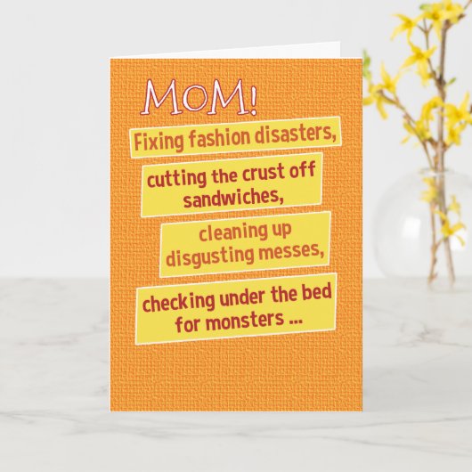 Grappige to-do lijst Moederdag Kaart (Gele Bloem)