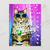 Grappige toasting cat verjaardag briefkaart (Voorkant)