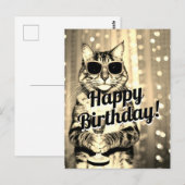 Grappige toasting cat verjaardag briefkaart (Voorkant / Achterkant)