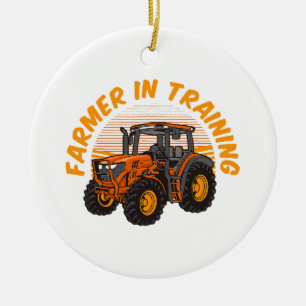 Grappige toekomstige boer in opleiding tractor lan keramisch ornament