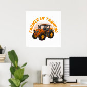 Grappige toekomstige boer in opleiding tractor lan poster (Thuiskantoor)