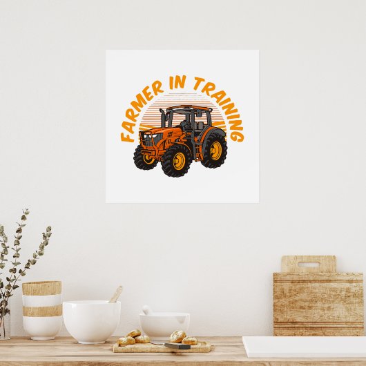Grappige toekomstige boer in opleiding tractor lan poster (Keuken)