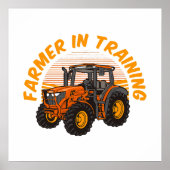 Grappige toekomstige boer in opleiding tractor lan poster (Voorkant)