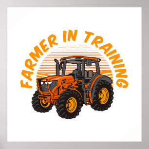 Grappige toekomstige boer in opleiding tractor lan poster