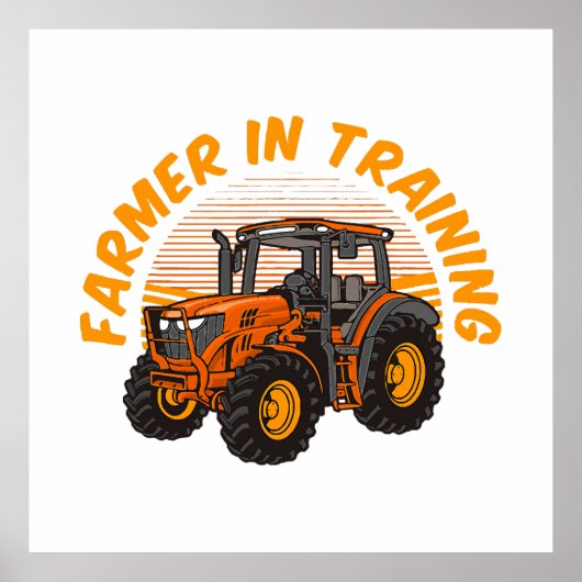 Grappige toekomstige boer in opleiding tractor lan poster (Voorkant)