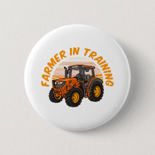 Grappige toekomstige boer in opleiding tractor lan ronde button 5,7 cm