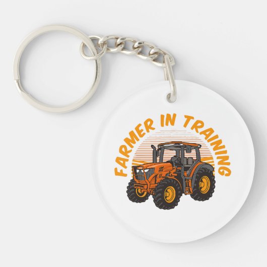 Grappige Toekomstige Boer In Opleiding Tractor Lan Sleutelhanger (Voorkant)