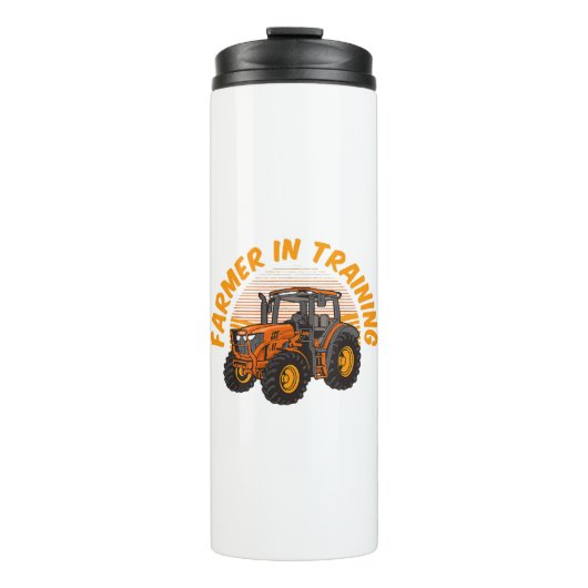 Grappige toekomstige boer in opleiding tractor lan thermosbeker (Voorkant)