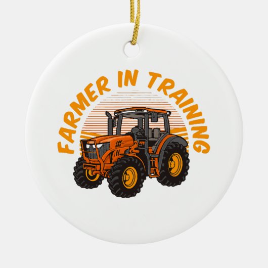 Grappige toekomstige boer in opleiding tractorland keramisch ornament (Voorkant)