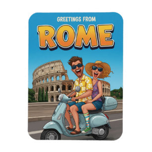 Grappige toeristen op Vespa in Rome Italië Ansicht Magneet
