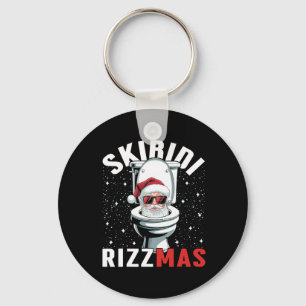 Grappige Toilet Kerstman Skibidi Rizzmas Witte Oli Sleutelhanger