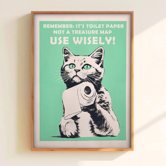 Grappige Toiletkat Poster Retro Gastenbadkamer Pos