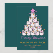 Grappige toiletpapier kerstboom kleurrijke op maat feestdagenkaart (Voorkant / Achterkant)