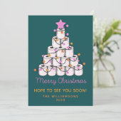 Grappige toiletpapier kerstboom kleurrijke op maat feestdagenkaart (Staand voorkant)