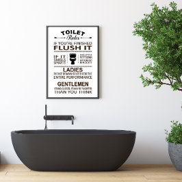 Grappige Toiletregels Badkamer Humor Poster