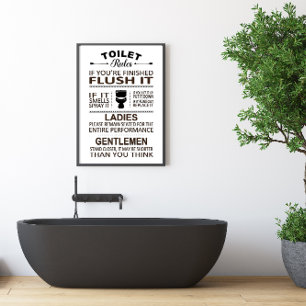 Grappige Toiletregels Badkamer Humor Poster