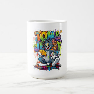 Grappige Tom & Jerry Cartoon Sticker Beker Koffiemok