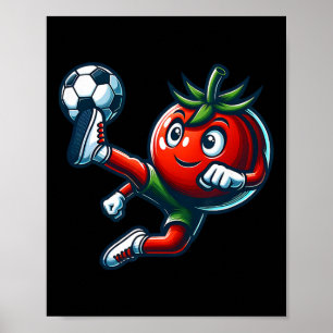 Grappige Tomaat Voetbalspeler die Byll Mascotte Sl Poster