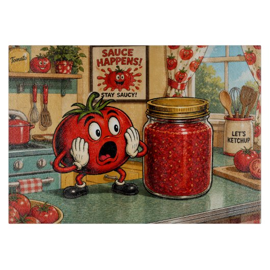 Grappige tomatensaus snijplank (Voorkant)