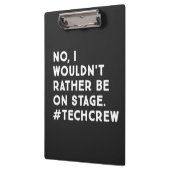 Grappige toneelmeester en technische crew levensci klembord (Links)