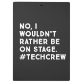 Grappige toneelmeester en technische crew levensci klembord (Achterkant)