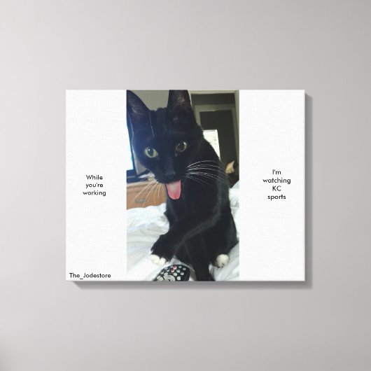 Grappige tong afstandsbediening kat art KC Sports Canvas Afdruk (Voorkant)