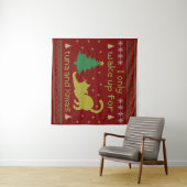 Grappige Tonijn Kerstkat – Lelijke Kerst Pixel Sti Wandkleed (In Situ (horizontaal))