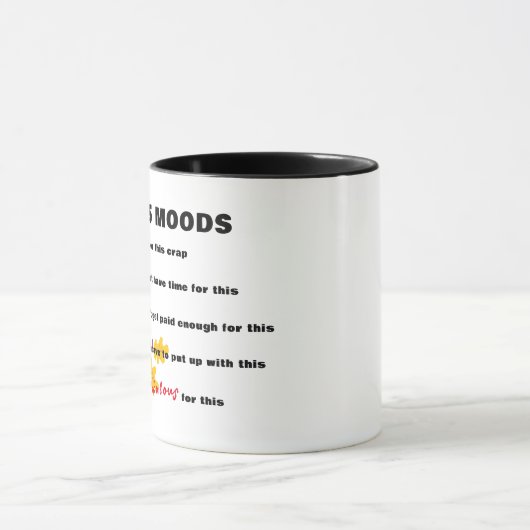 Grappige Top 5 Moods Koffie Mok, 11oz, 15 oz Keram Mok (Midden)