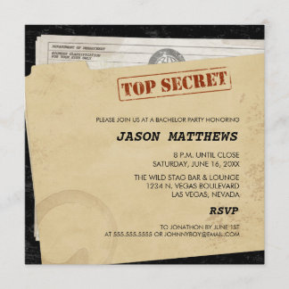 Grappige Top Secret Bachelorfeest Uitnodigingen