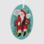 Grappige Tortie Kat Meets Santa Foto Kerstmis Ornament (voorkant)